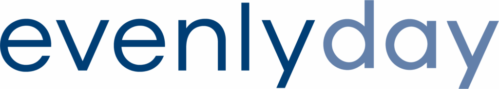evenly day logo blue and light blue